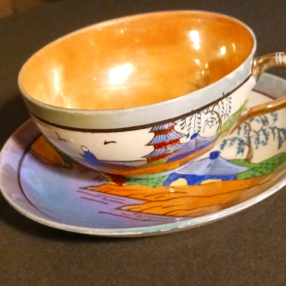 Vintage Lusterware cup and saucer Takito Japanese